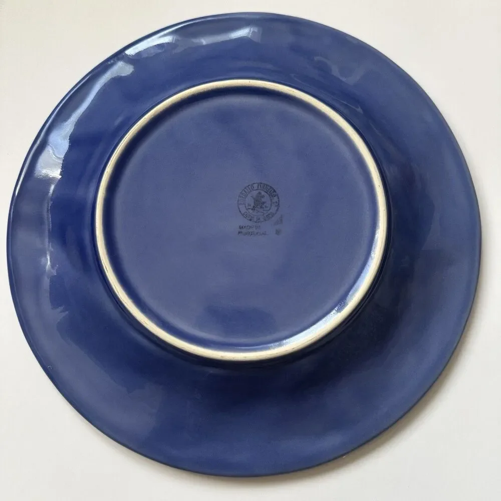 Set Of 2 Bordallo Pinheiro Cobalt Blue Grapes, Vine, Leaves 9.4” Luncheon Plates